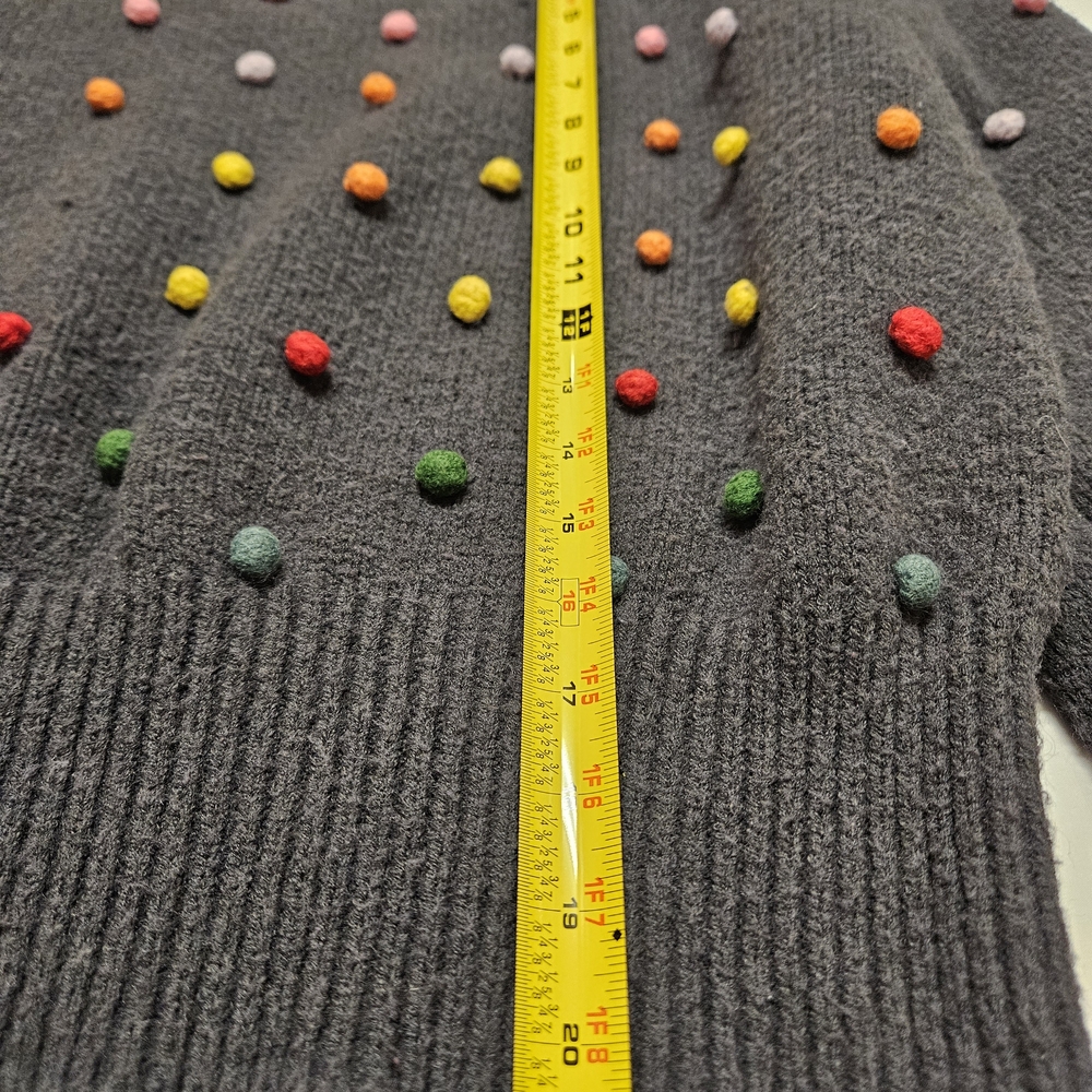 Women’s Dark Gray Pom-Pom Crewneck Sweater - Picture 5 of 7